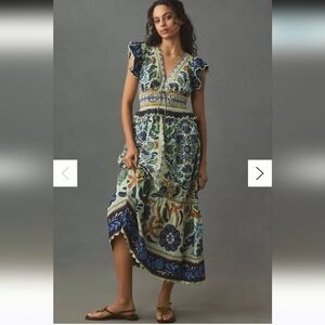 NWT FARM Rio Ocean Tapestry Maxi Dress Sz XS